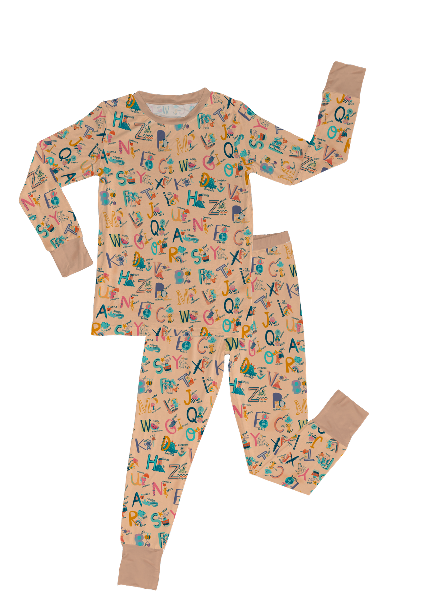 Finlee's Peach Pastel ABC's Two-Piece Pajama Set