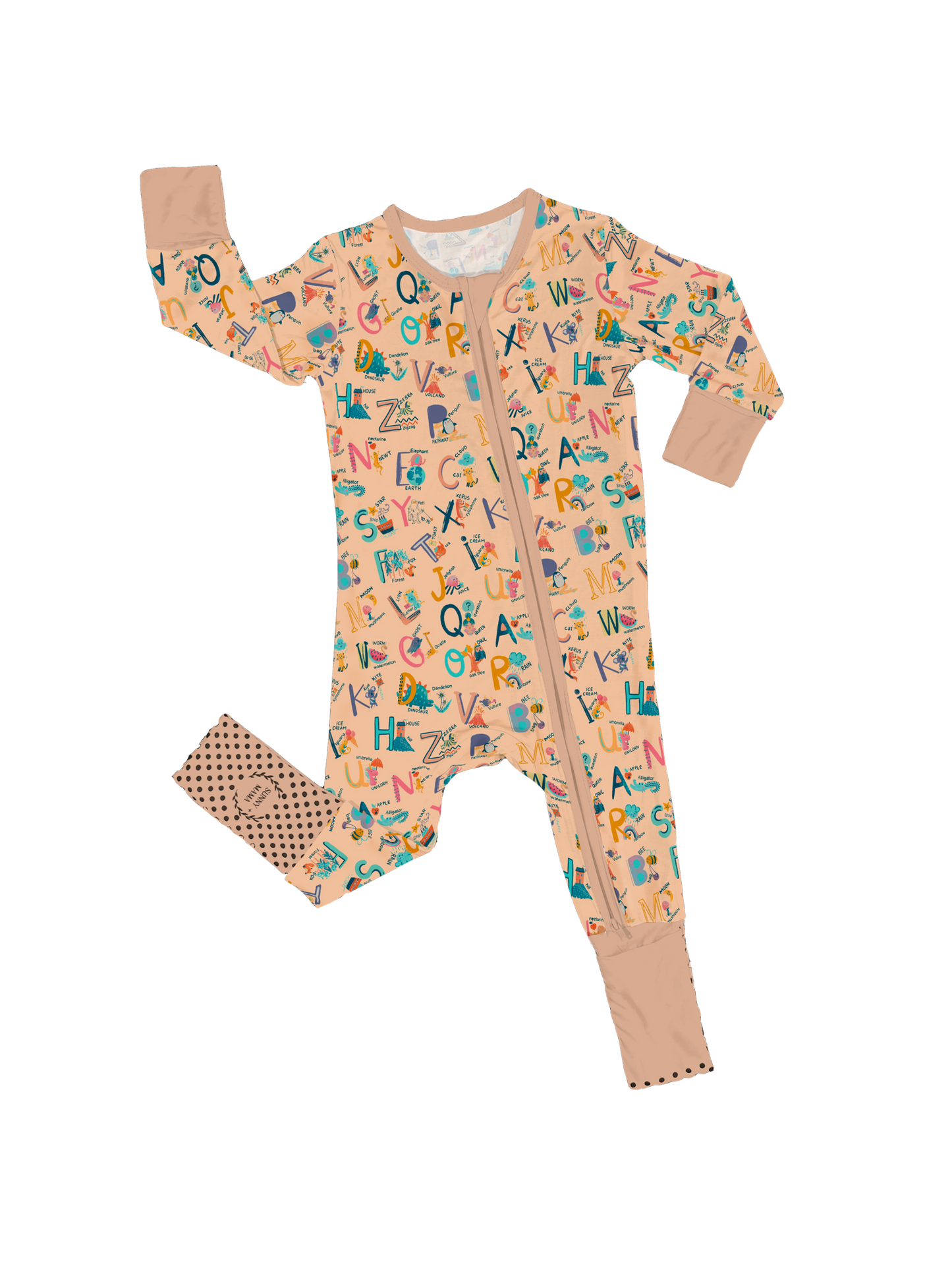 Finlee's Peach Pastel ABC's Zipper Romper