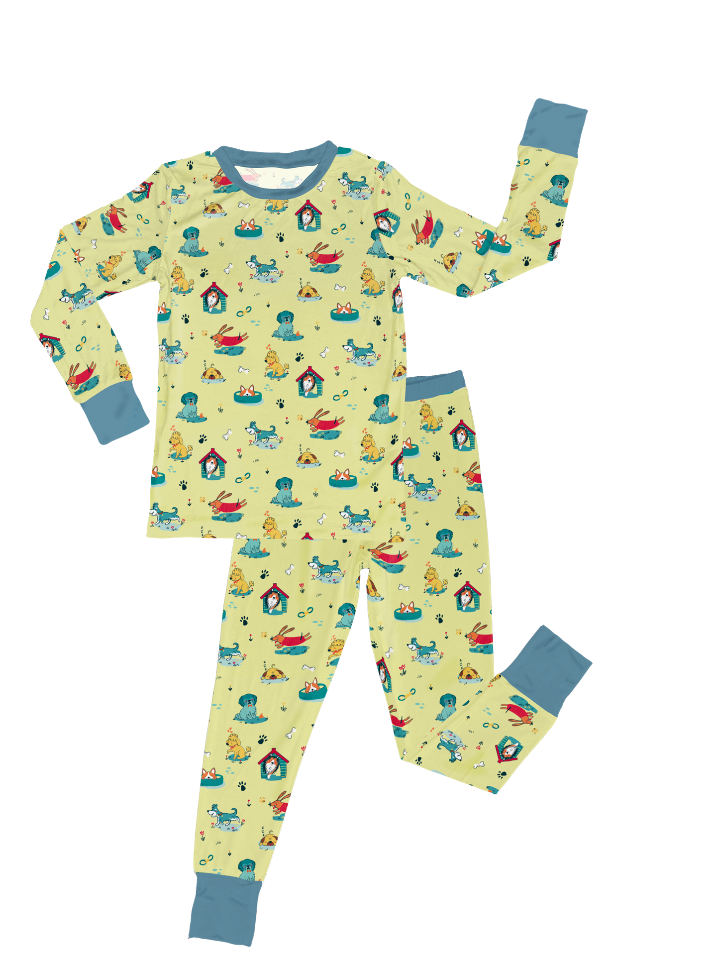 Dawson's Puppy Party Two-Piece Pajama Set Yellow