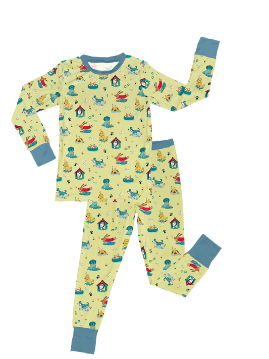 Dawson's Puppy Party Two-Piece Pajama Set Yellow